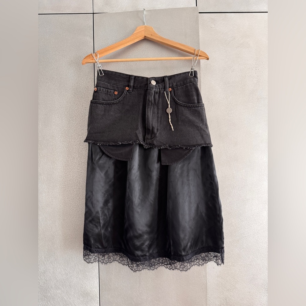 Maison Margiela MM6 Denim Insert Skirt - US 2 - Picture 2 of 10